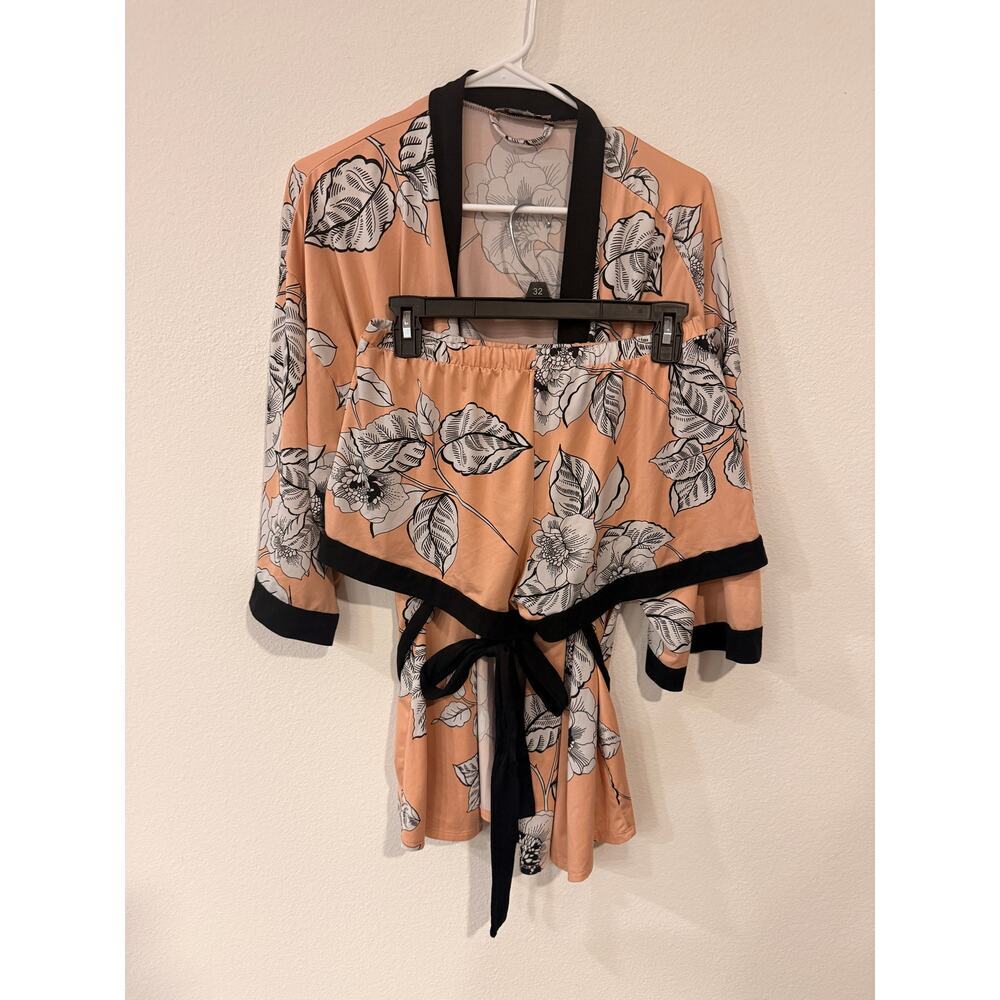 Chic Linea Donatella Orange & Black PJ Set - Size Small - Picture 2 of 9